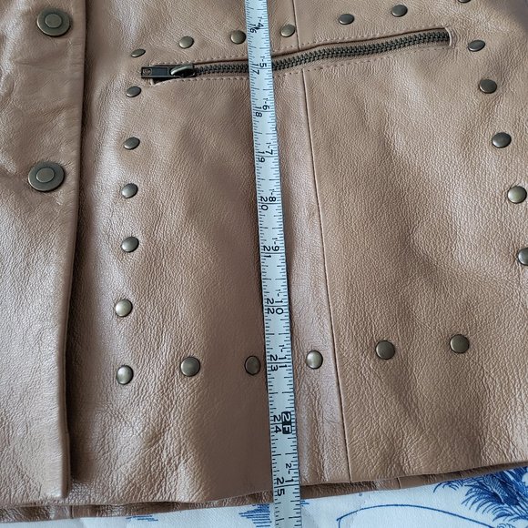 Excelled Vintage Y2K Leather Studded Brown Biker Moto Jacket - Picture 5 of 10